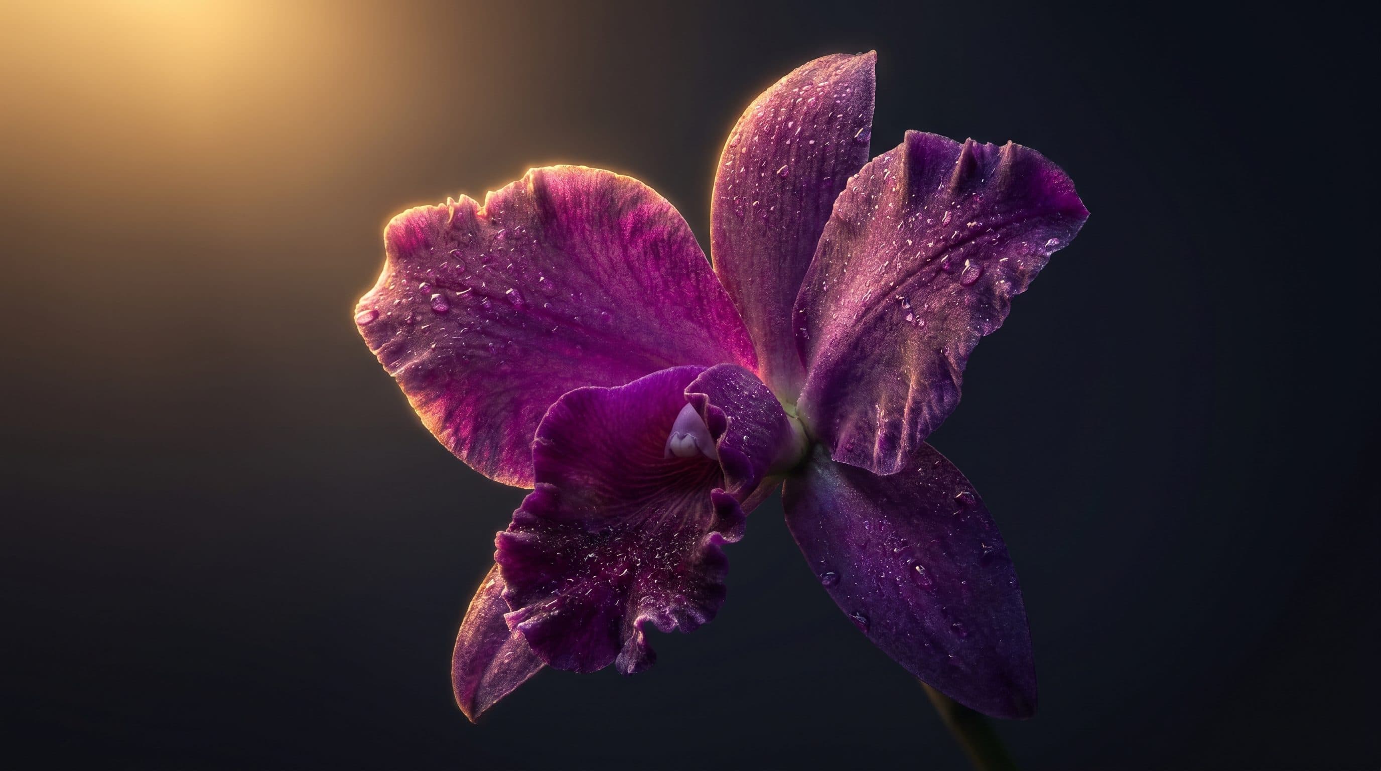 Orquídea Cattleya púrpura en macro, colección Edwin Orchids